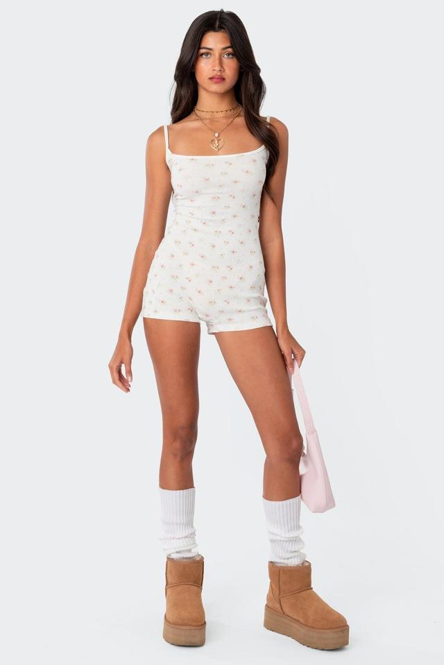 Ditsy Open Back Tie Romper Product Image