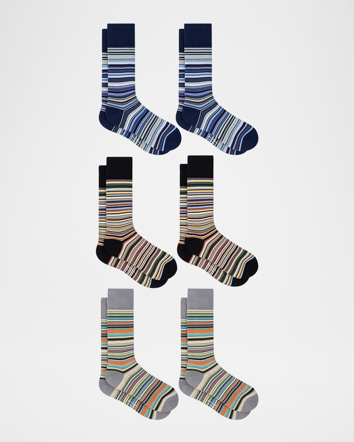 Men's Signature Stripe Stretch Cotton 6-Pack Crew Socks Product Image