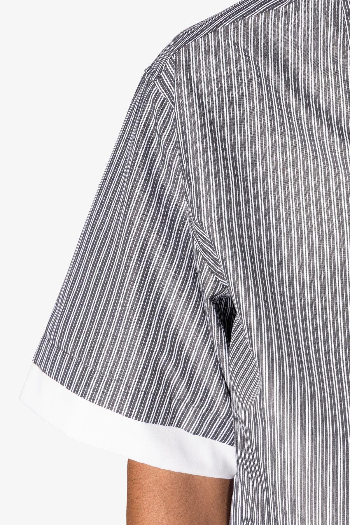 Dual Layered Striped Shirt - Black Product Image