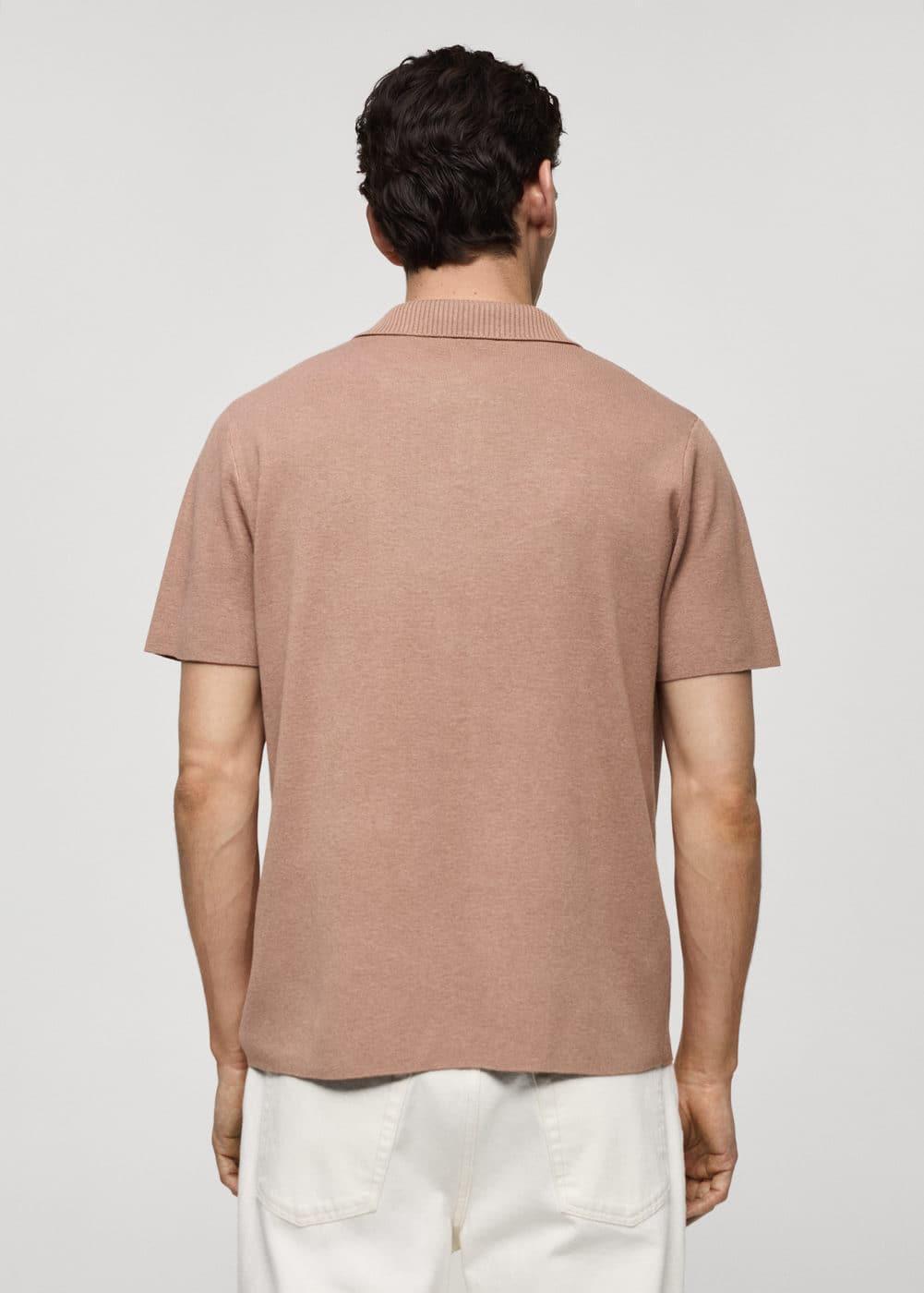 MANGO MAN - Textured knitted cotton polo shirt nudeMen Product Image