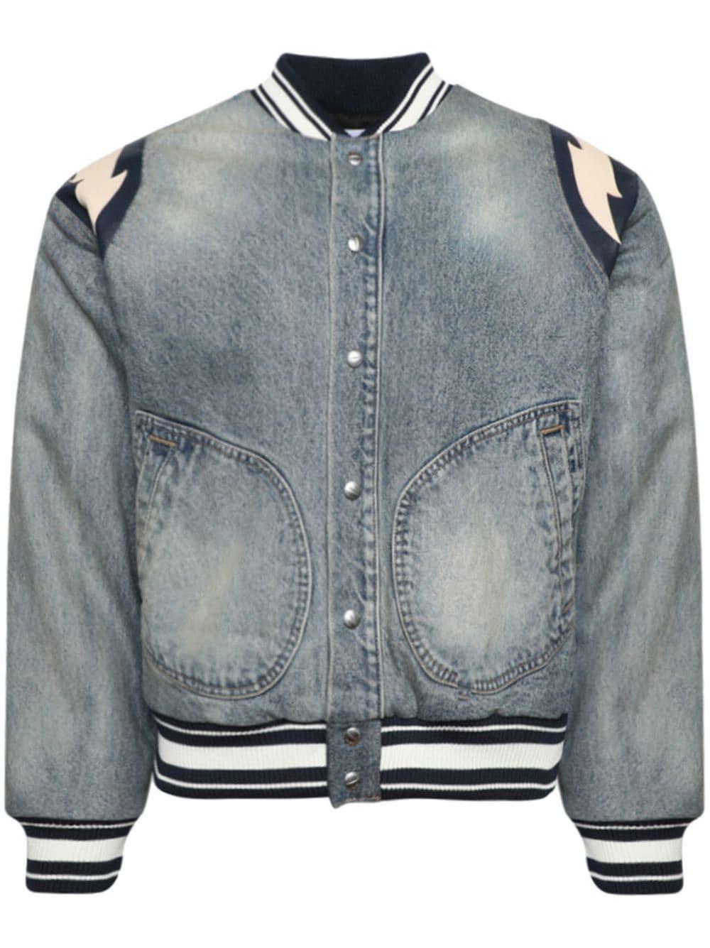 Blue Lightning Bomber Jacket In Dark Indigo Product Image