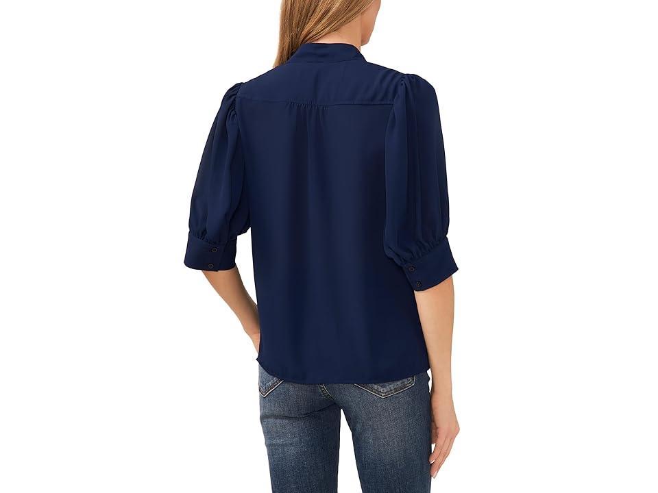 CeCe Womens 3/4-Sleeve Collared Button Down Blouse Product Image