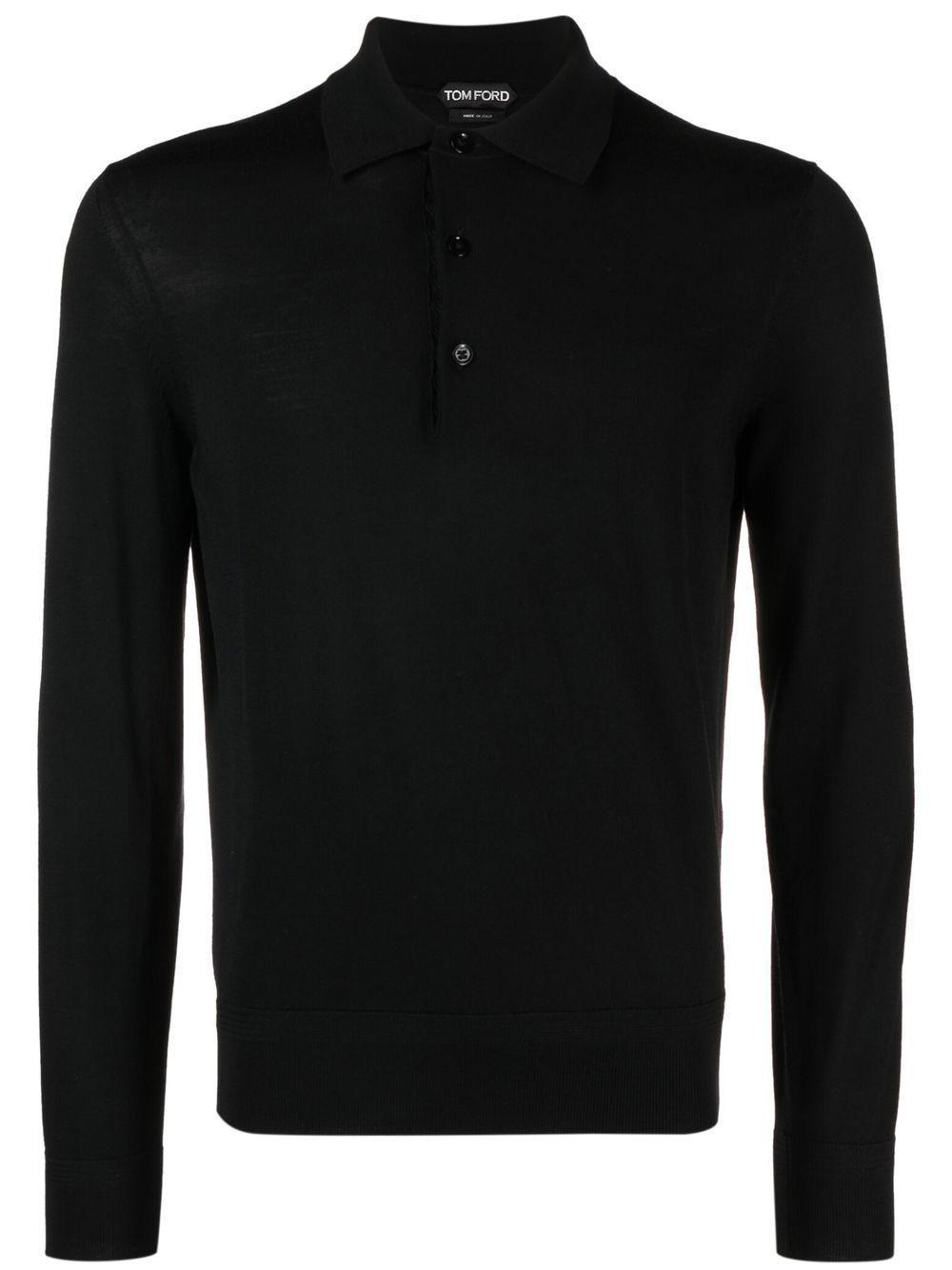 TOM FORD Long-sleeve Polo Shirt In Black Product Image