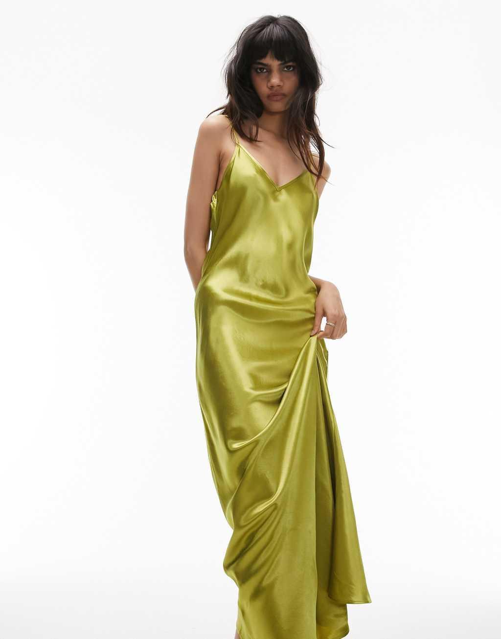 Topshop cami maxi dress in chartreuse Product Image