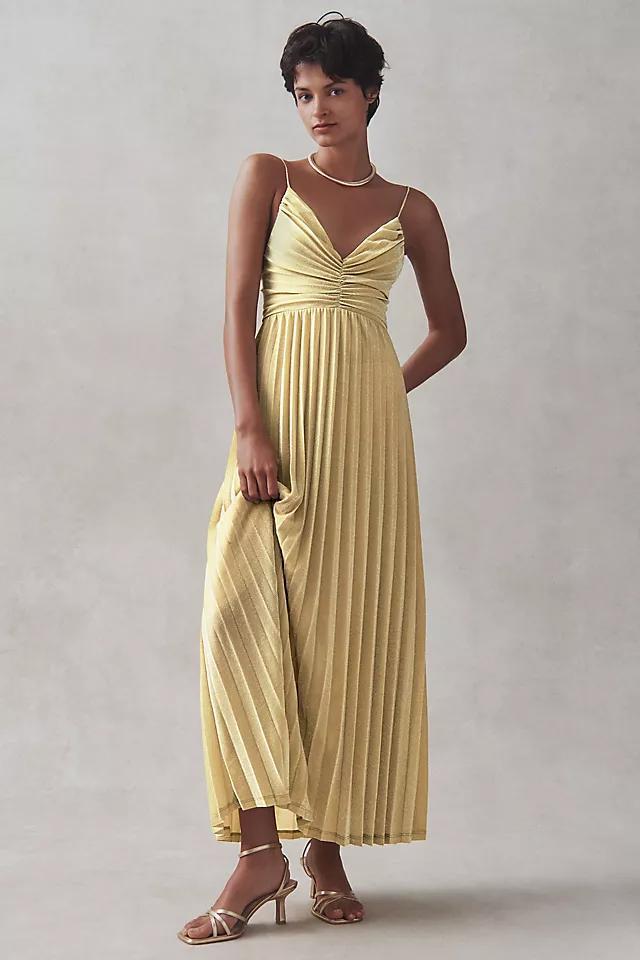 Delfi Collective Helena Sleeveless V-Neck Pleated Maxi Dress Product Image