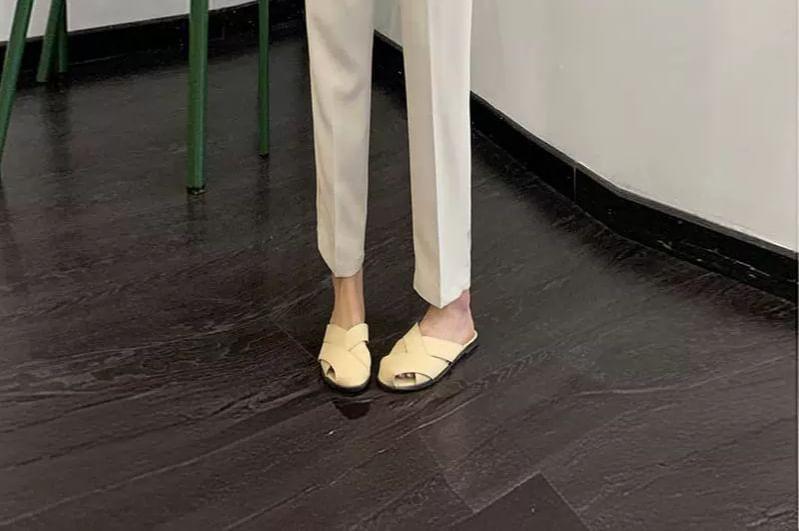 High Rise Plain Straight Leg Slacks Product Image