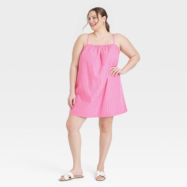 Womens Sleeveless Shift Mini Dress - A New Day Striped 3X Product Image