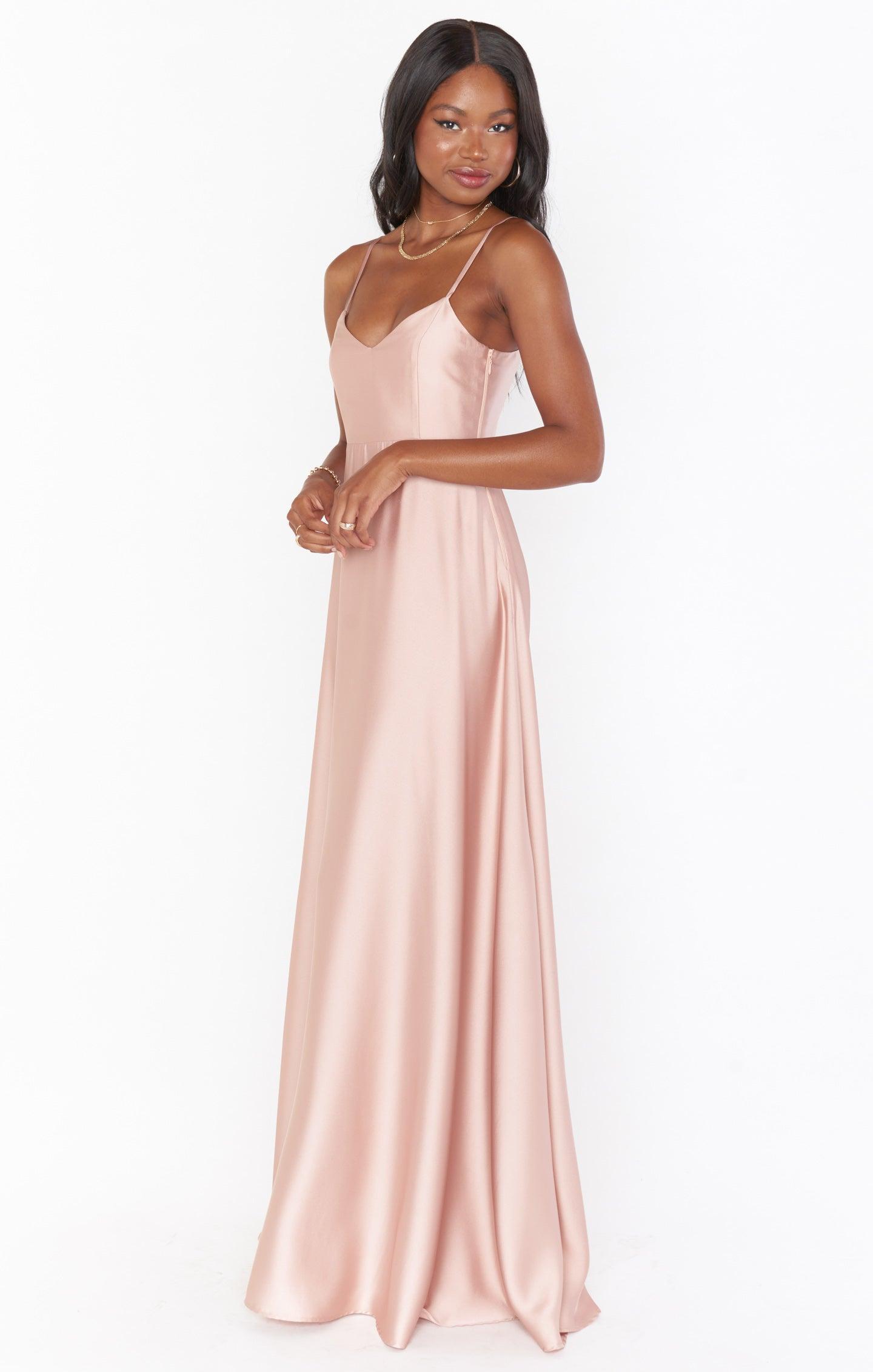 Faith Maxi Dress ~ Rose Gold Luxe Satin Product Image