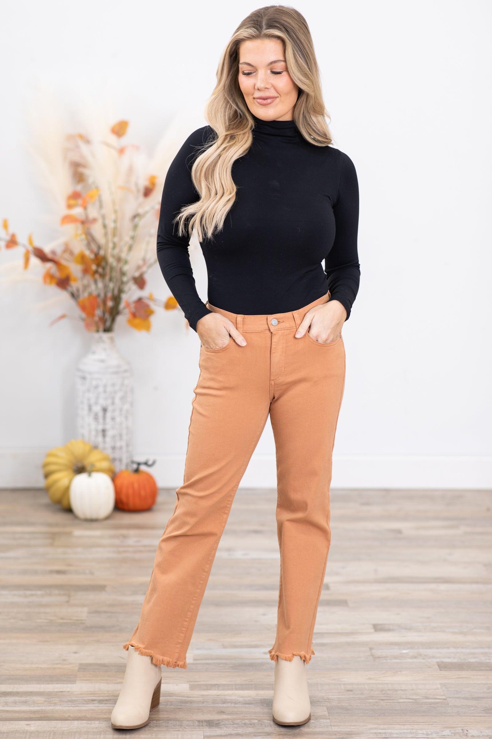 Sneak Peek Light Camel Straight Leg Jeans Product Image