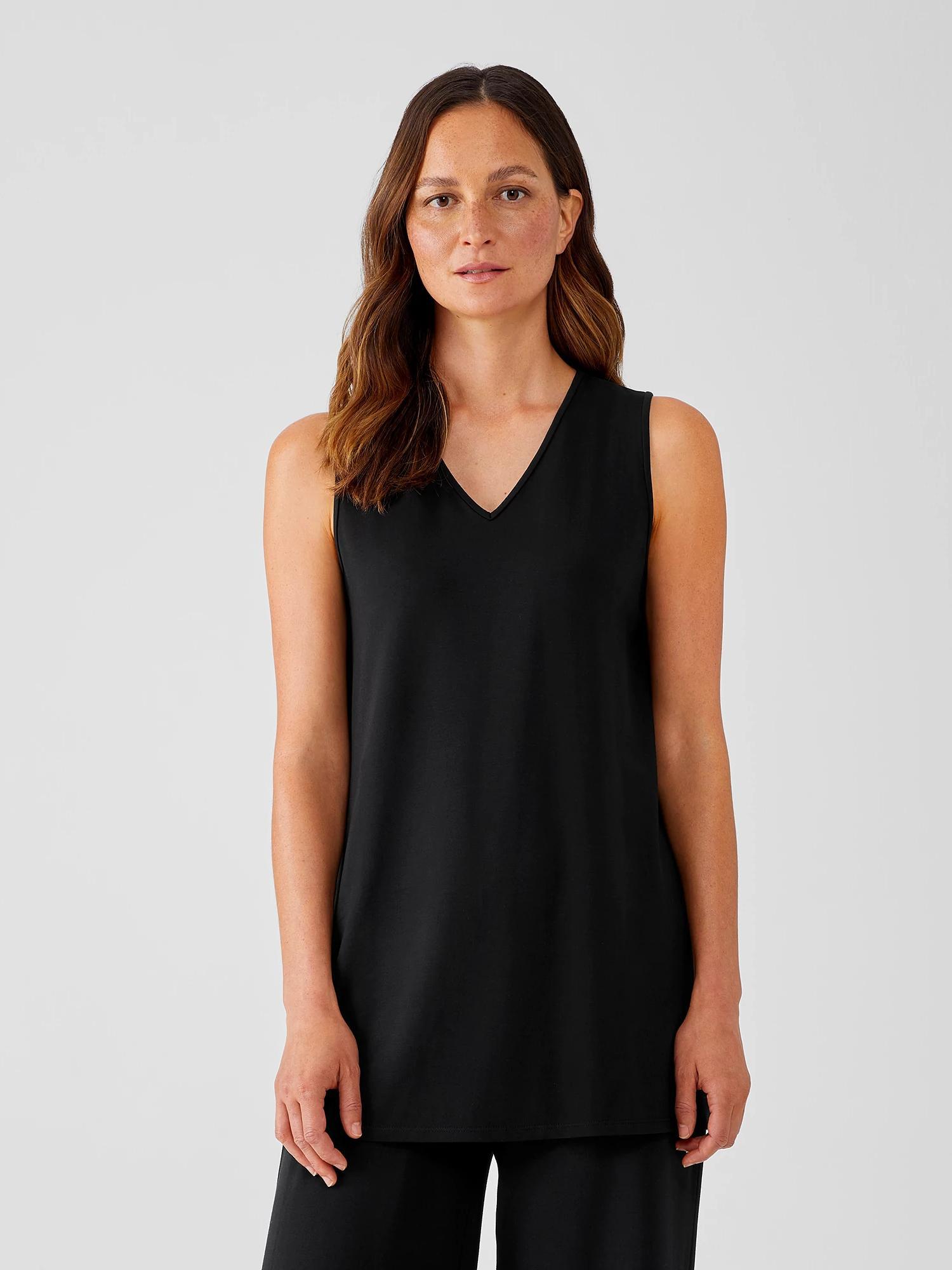 EILEEN FISHER Stretch Jersey Knit V-Neck Tankfemale Product Image