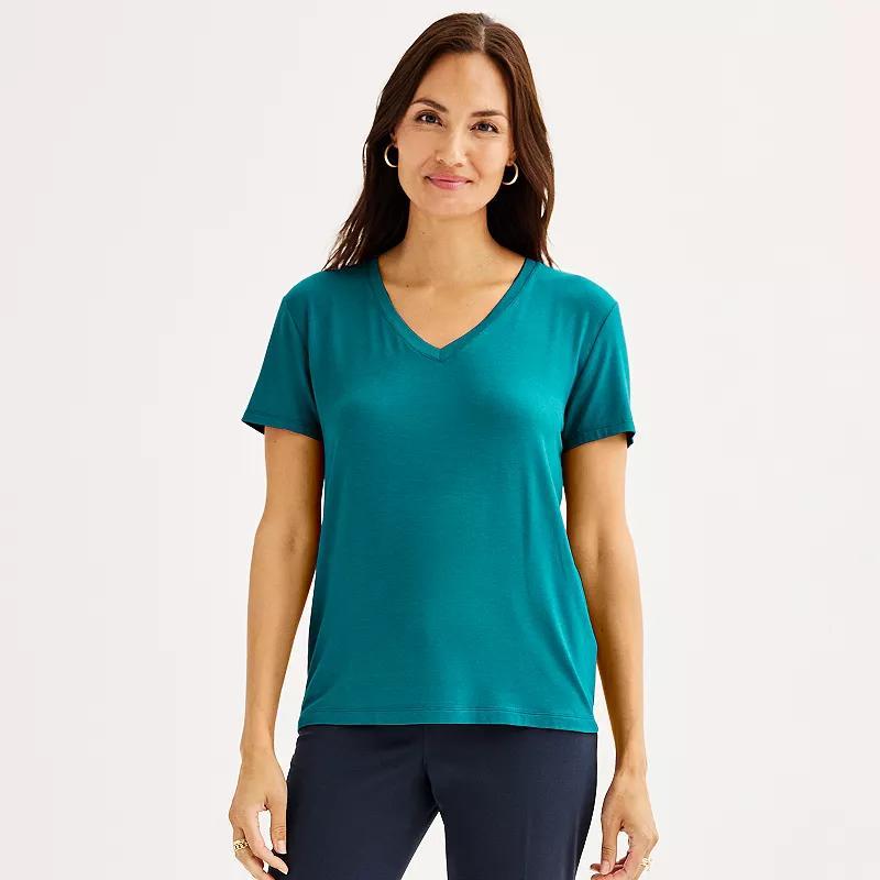 Womens Nine West Essential V-Neck Tee Stella Purple Product Image