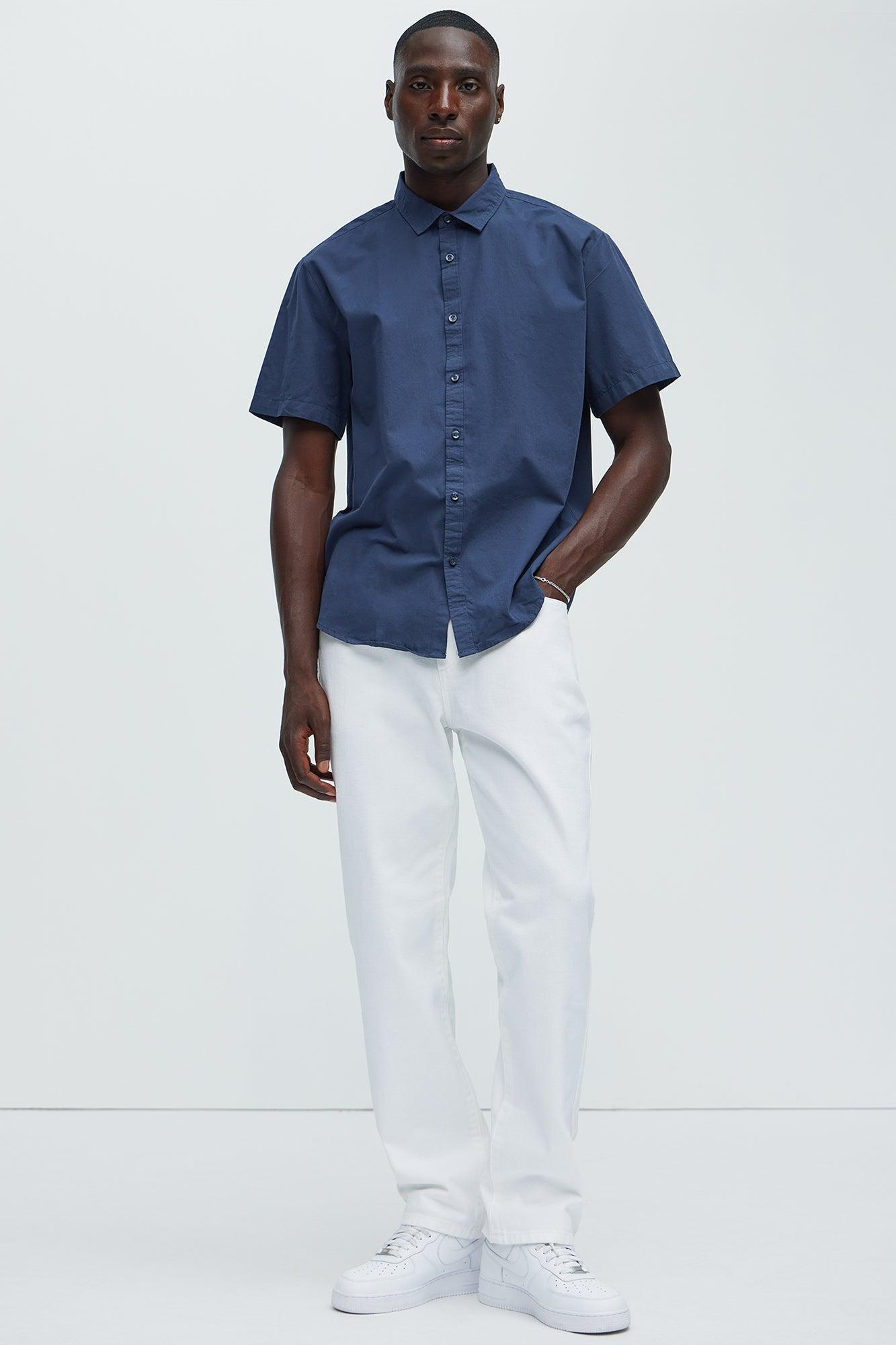 Ryland Short Sleeve Button Up Shirt - Navy Product Image