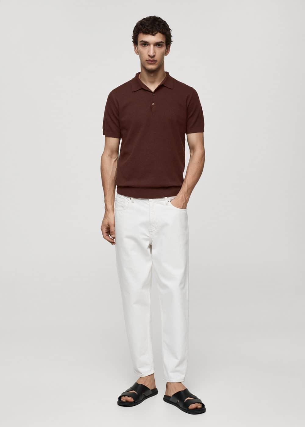 MANGO MAN - Short-sleeve knitted polo shirt burgundyMen Product Image