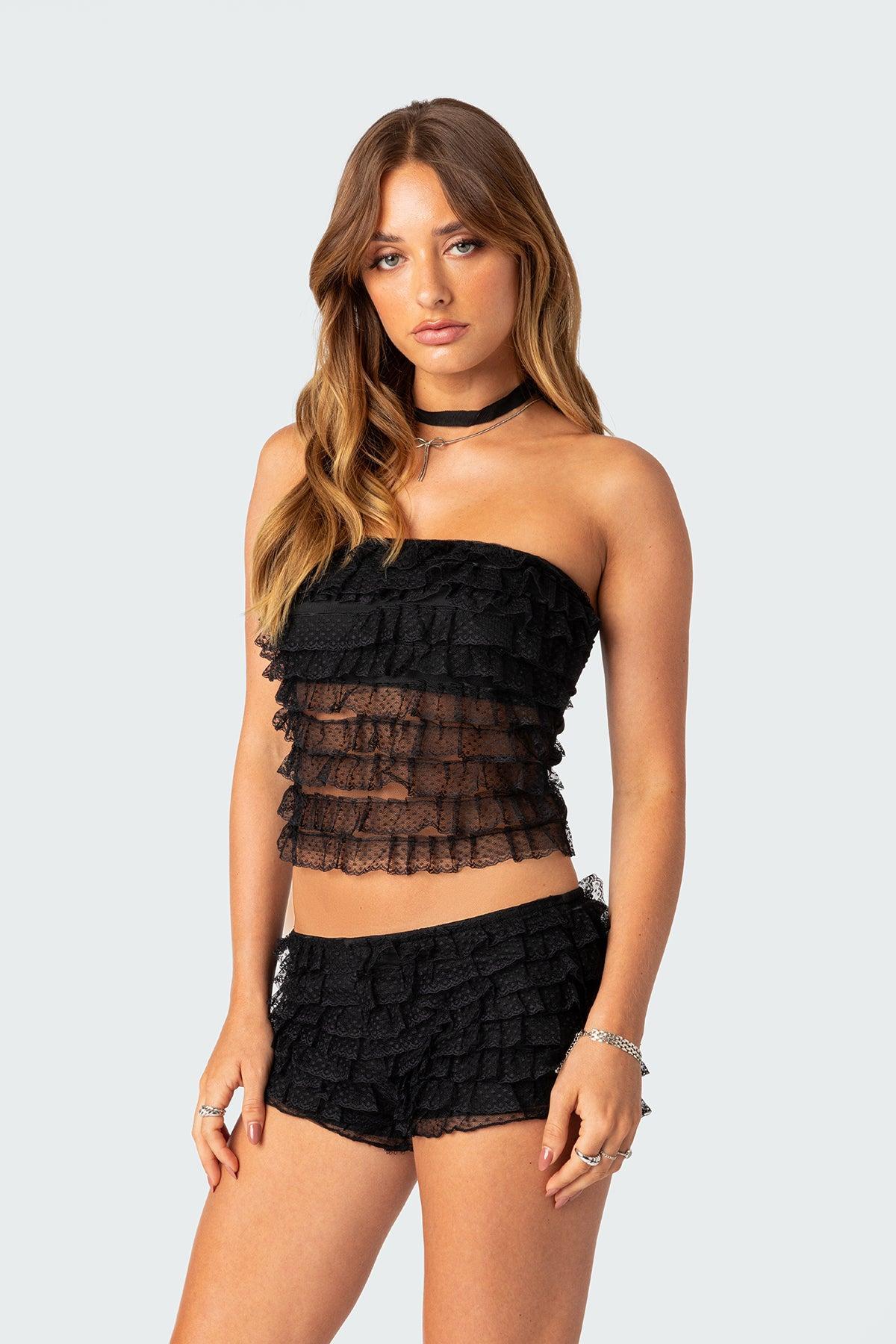 Julianna Sheer Ruffle Tube Top Product Image