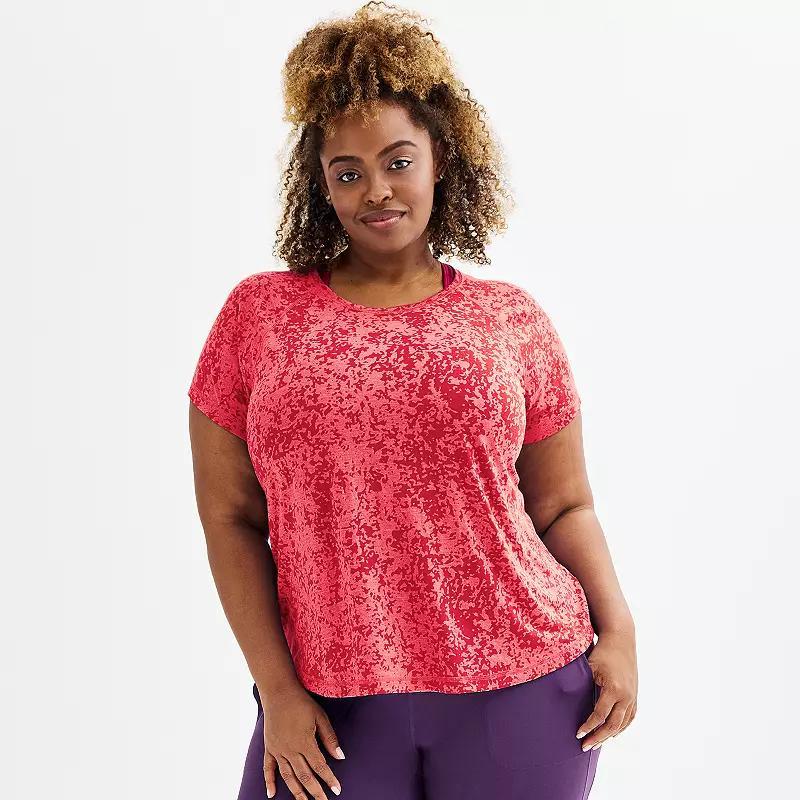 Plus Size Tek Gear Core Raglan Tee, Womens Red Burnout Product Image