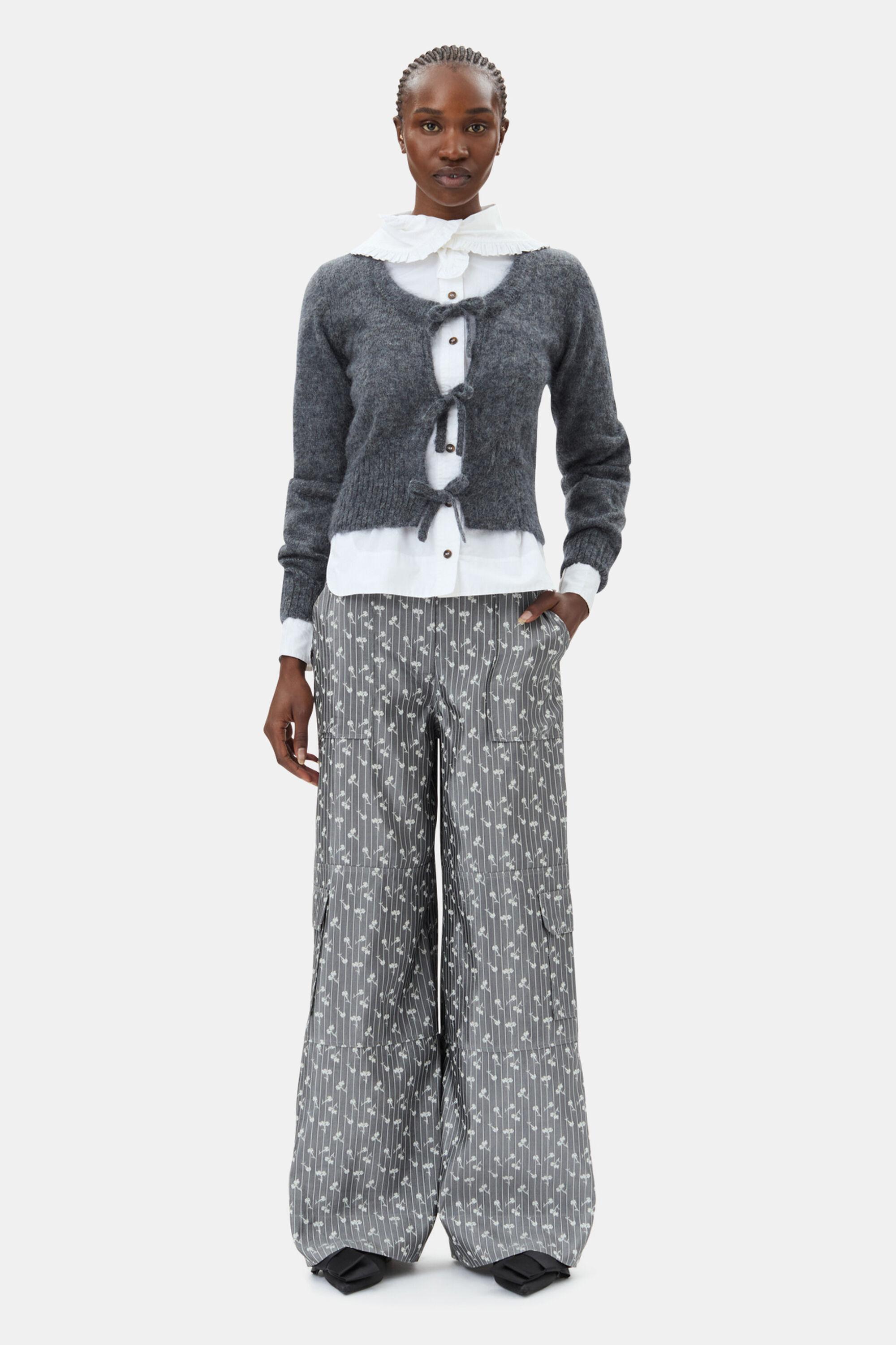 Grey Jacquard Cargo Pants Product Image