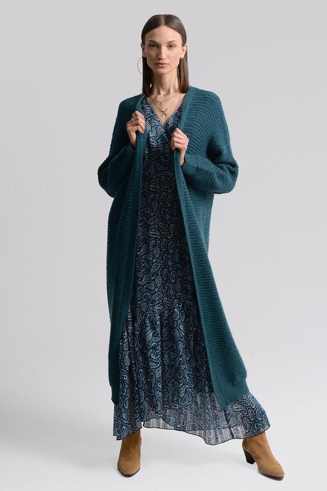 LONG KNITTED CARDIGAN DUCK BLUE  Product Image