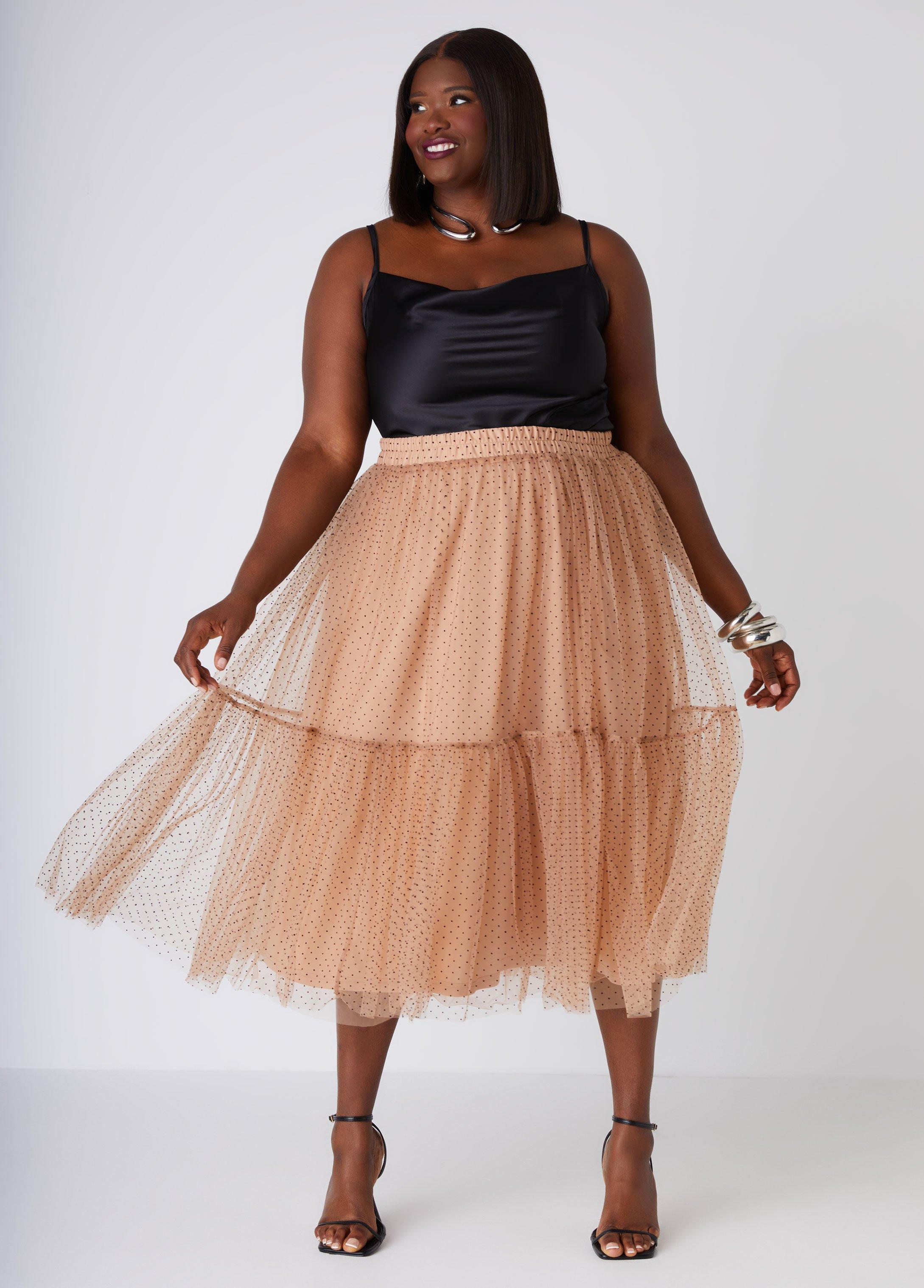 Plus Size Flocked Mesh Maxi Skirt Ashley Stewart Product Image