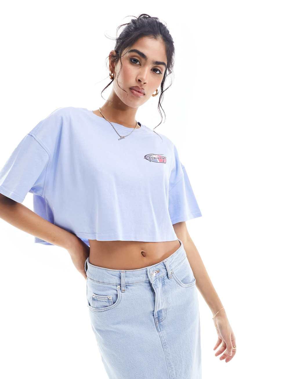 Tommy Jeans oversized cropped archive T-shirt in blue Product Image