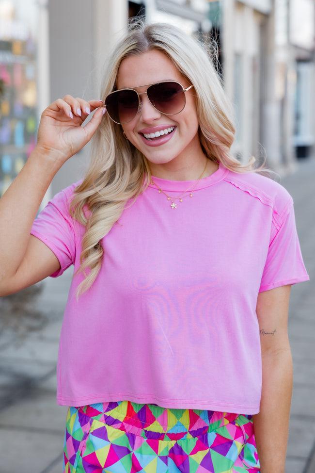 One Step Ahead Pink Cropped Tee Product Image