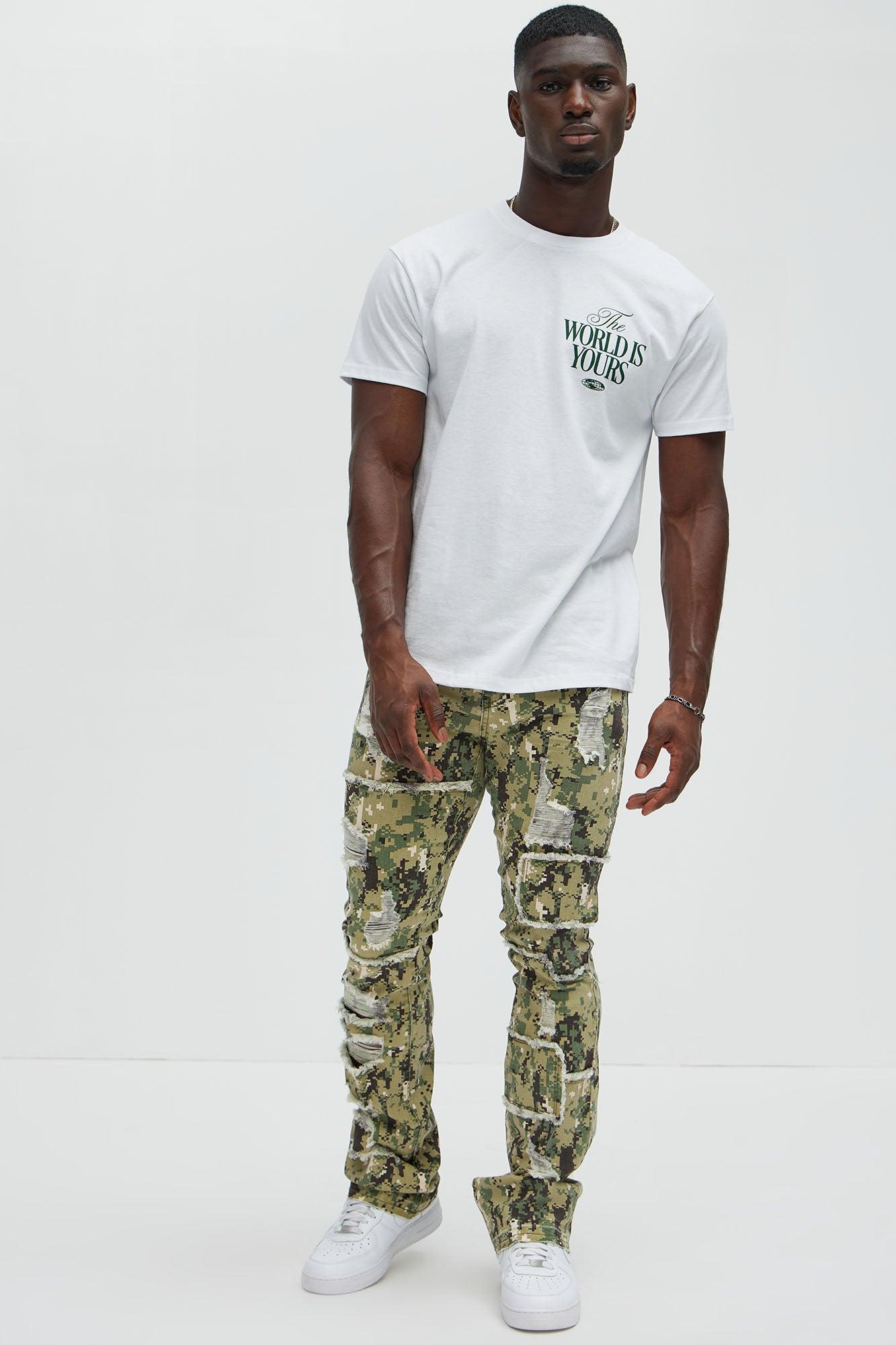 Manchester Stacked Skinny Flare Pants - Camouflage Product Image