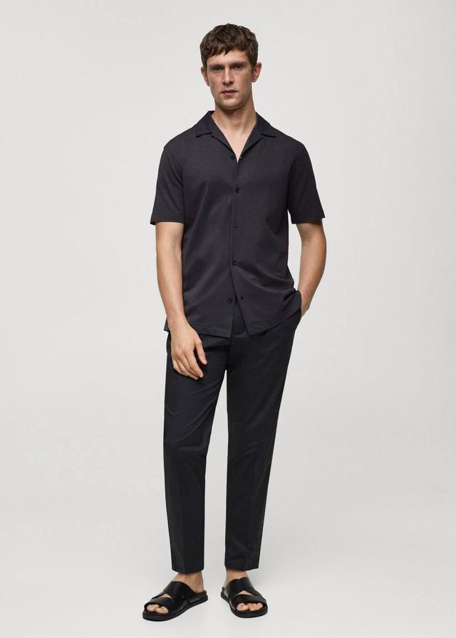 Short sleeved cotton shirt - Men | MANGO USA Product Image