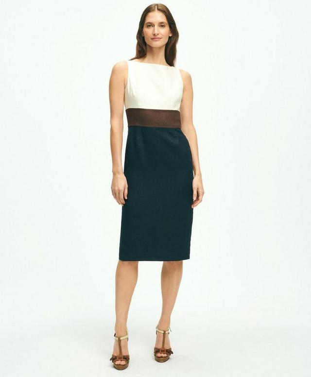 Colorblocked Boat Neck Sheath Dress Product Image