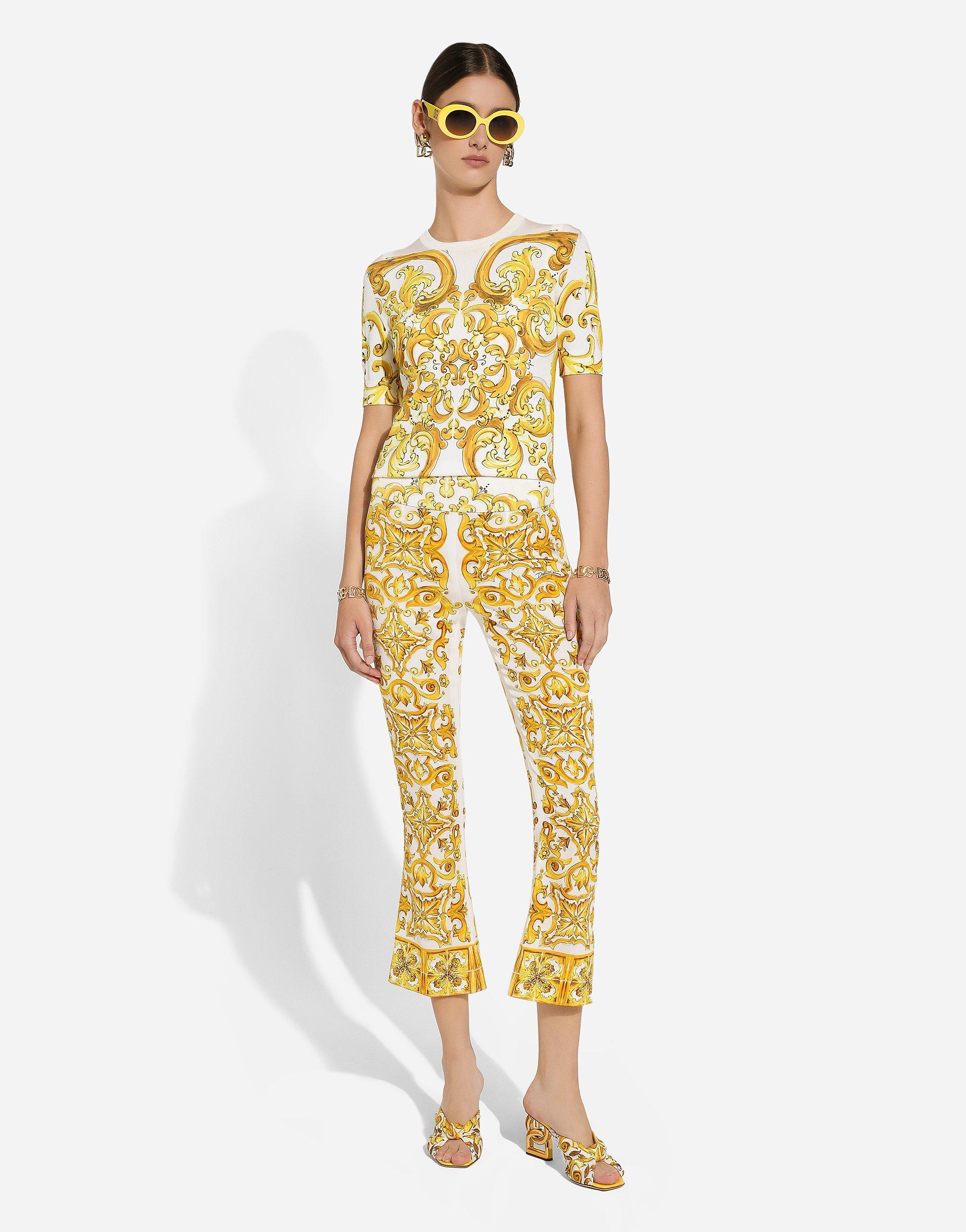 DOLCE & GABBANA Majolica Print Trousers In Yellow Product Image