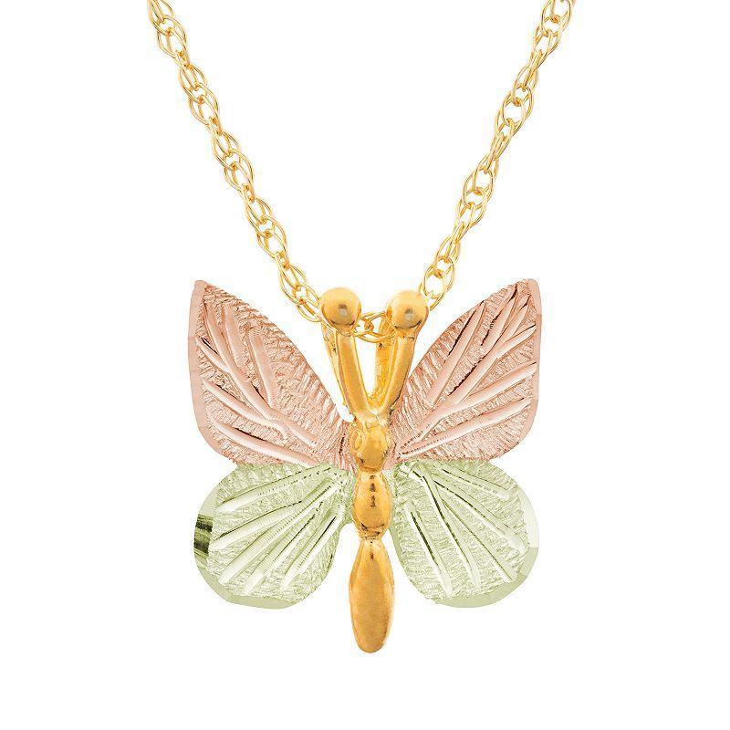 Black Hills Gold Tri-Tone Butterfly Pendant Necklace, Womens Yellow Product Image