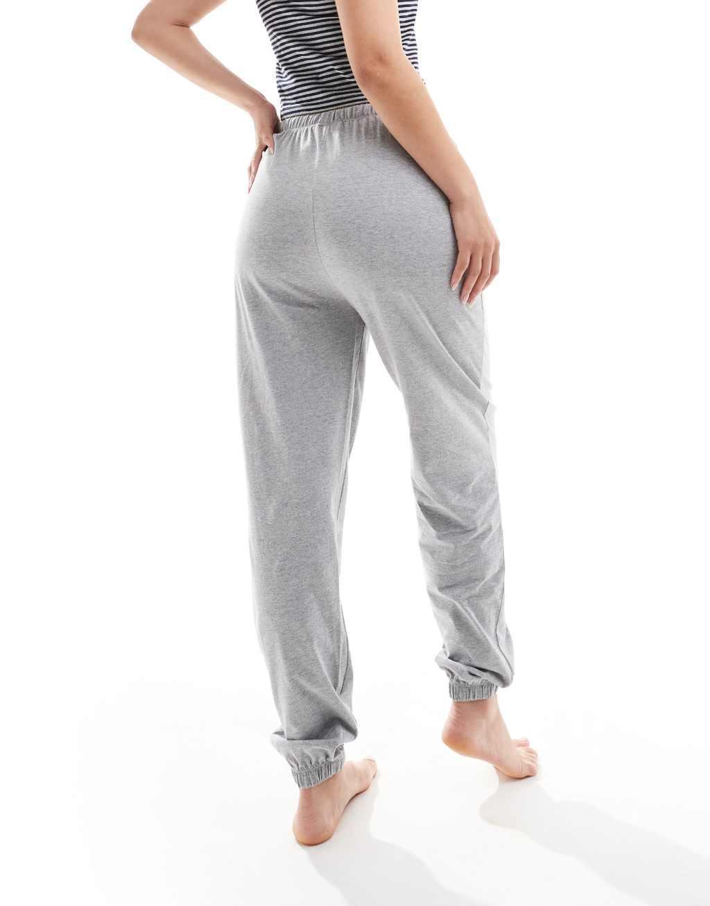 ASOS DESIGN mix & match preppy sweatpants pajama bottom in gray Product Image