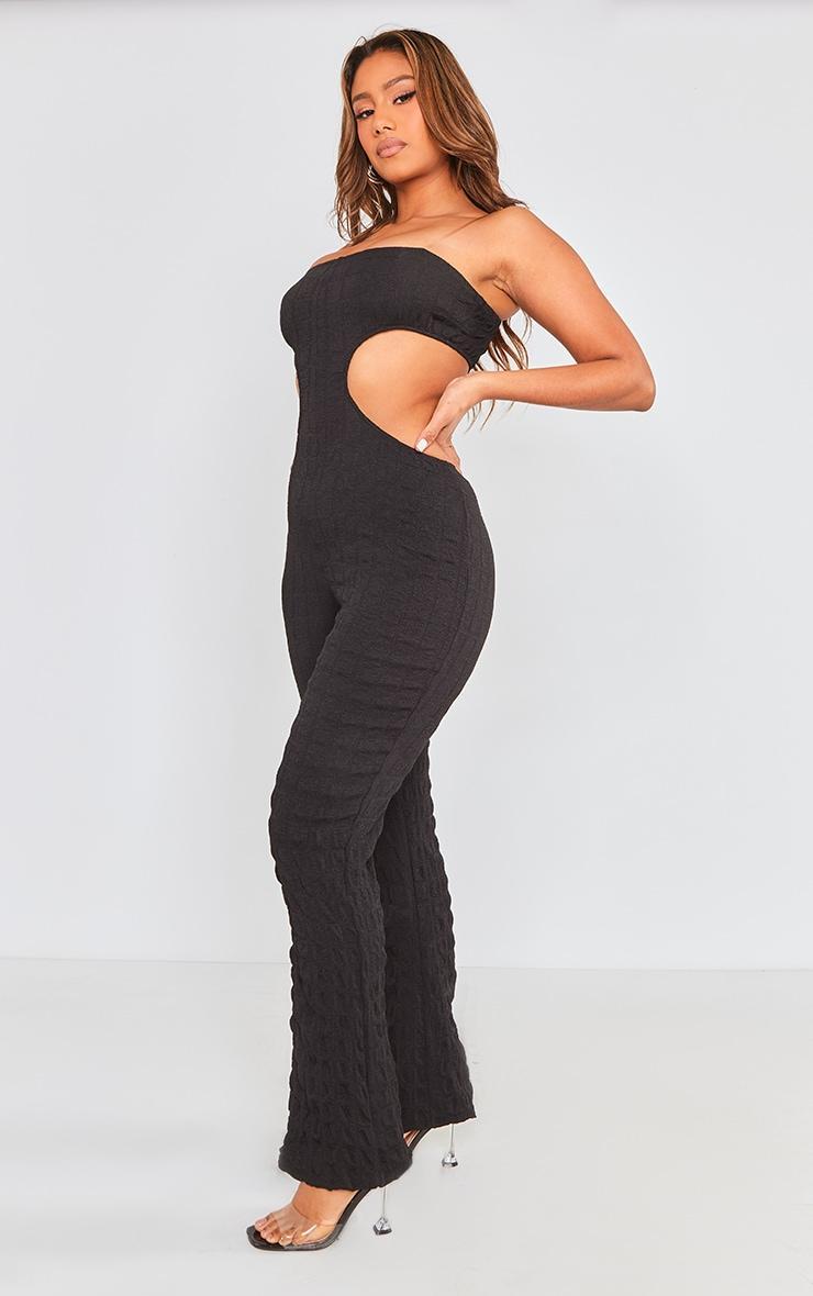 Black Bubble Textured Tube Jumpsuit Product Image