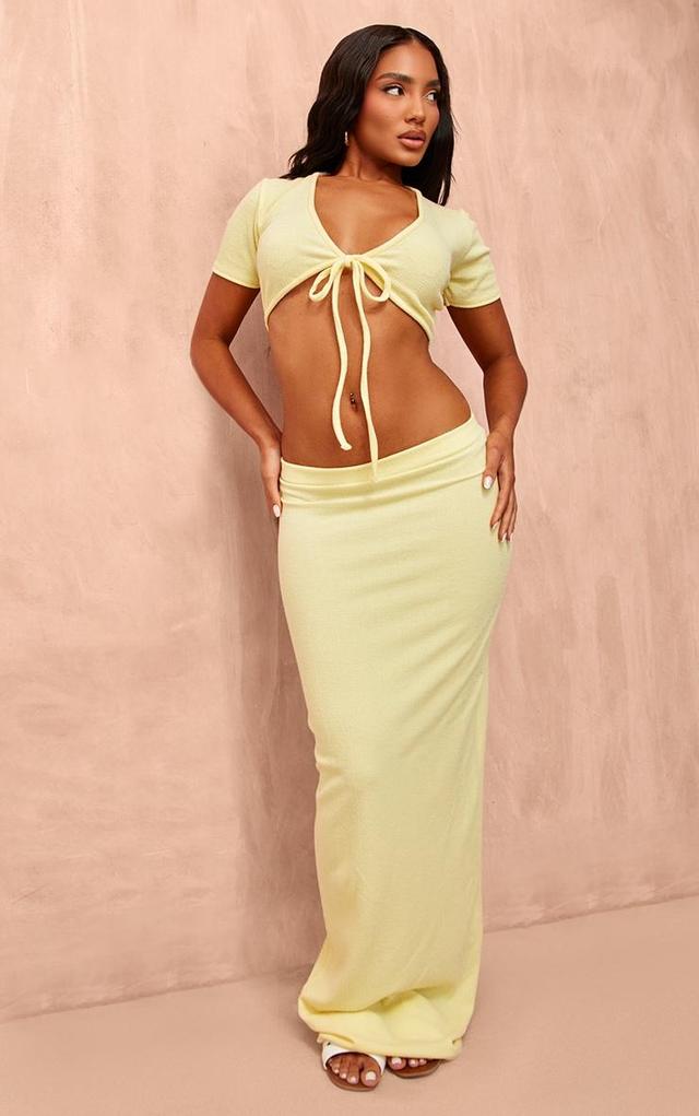 Pale Yellow Textured Jersey Low Rise Midaxi Skirt Product Image