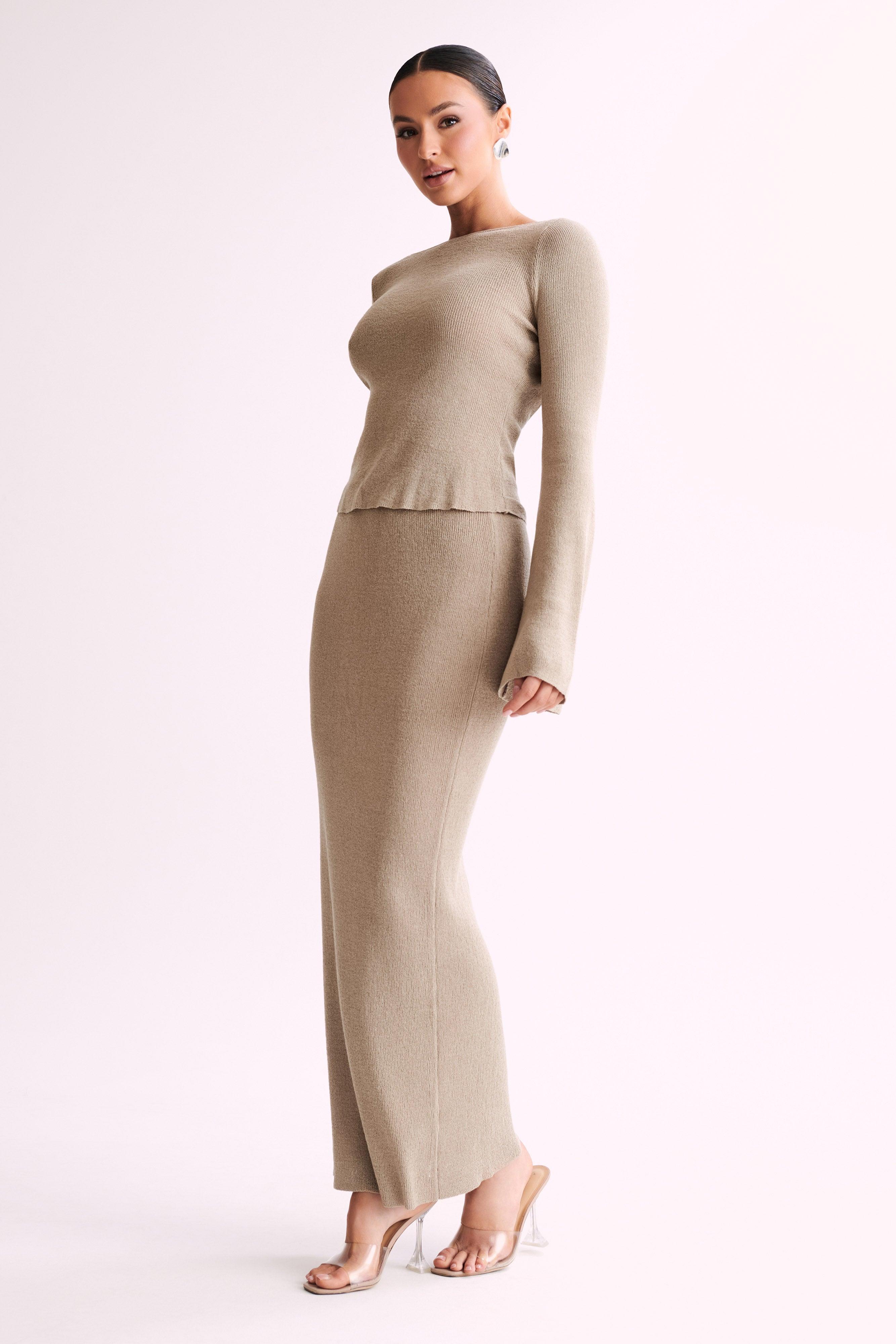 Zahra Backless Knit Top - Taupe Product Image