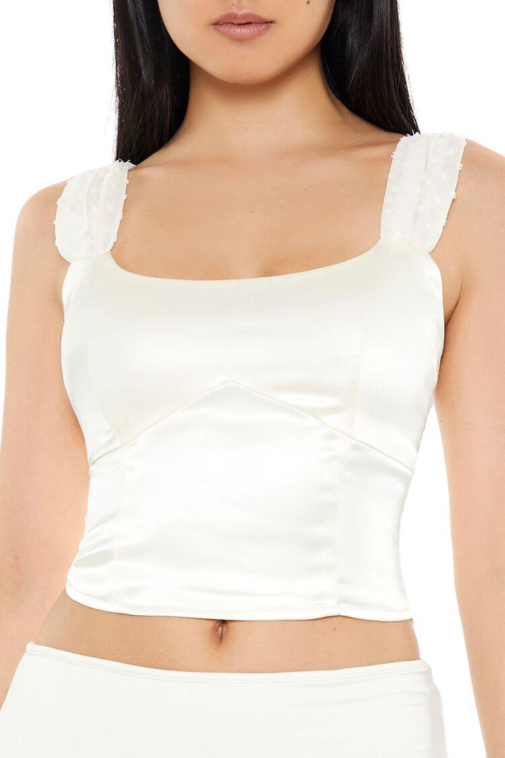 Satin Clip-Dot Bustier Crop Top | Forever 21 Product Image