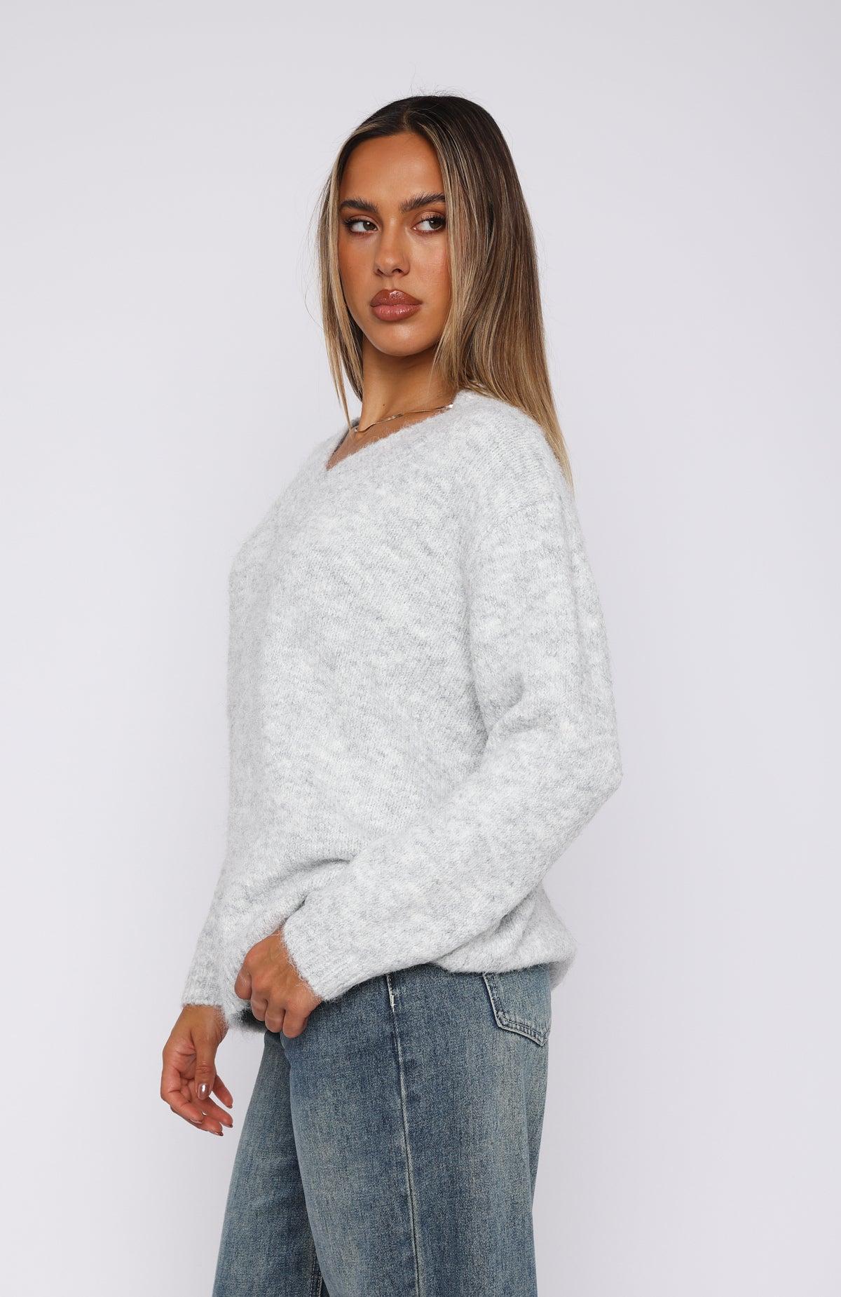 Don't Doubt It Oversized Sweater Light Grey Product Image