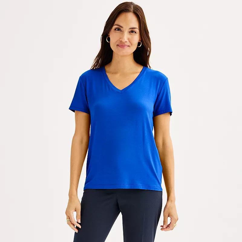 Petite Nine West Essential Short Sleeve V-Neck Tee, Womens Product Image