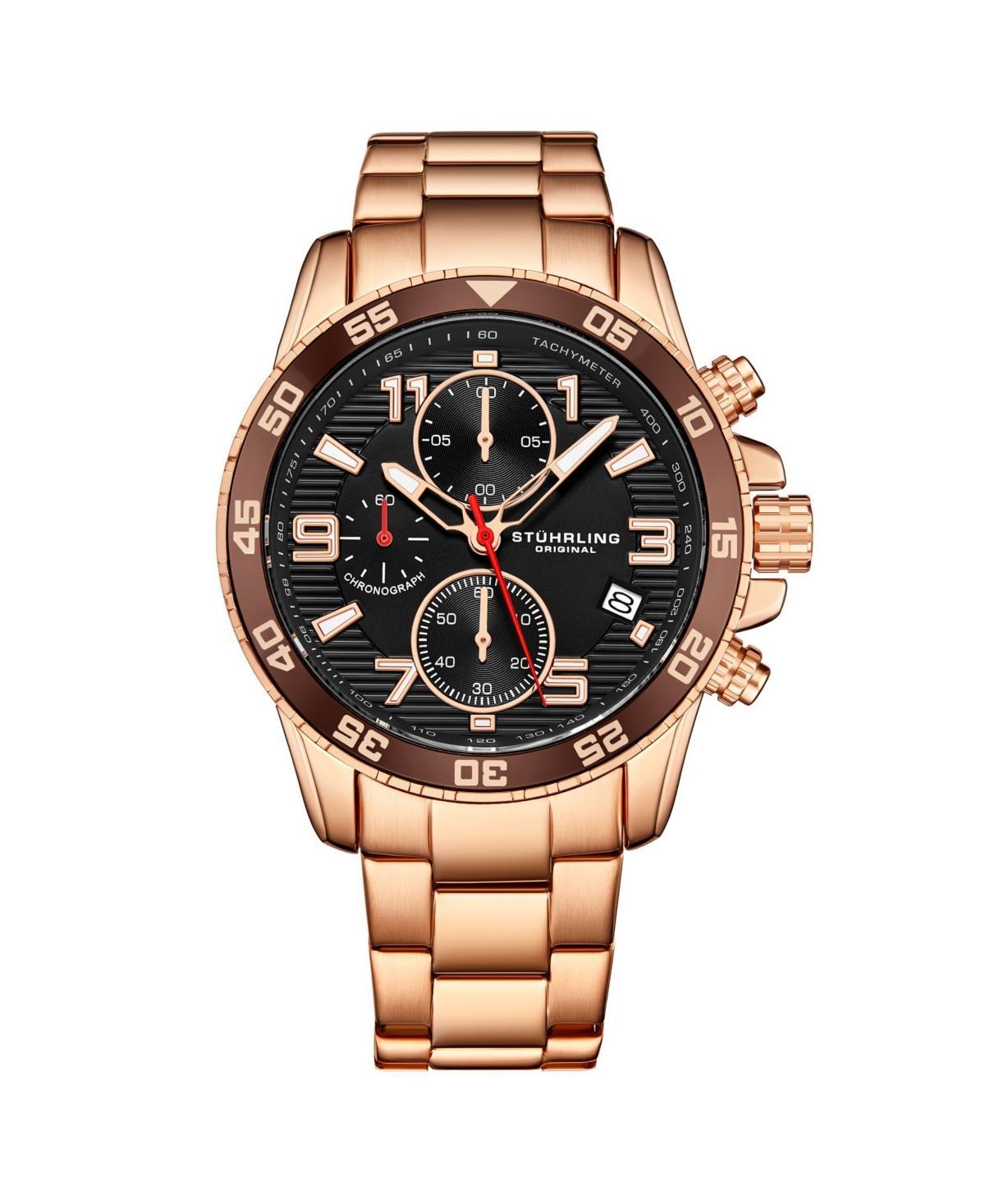 Stuhrling Mens Rose Gold Stainless Steel Bracelet Watch 40mm - Dusty Rose Product Image