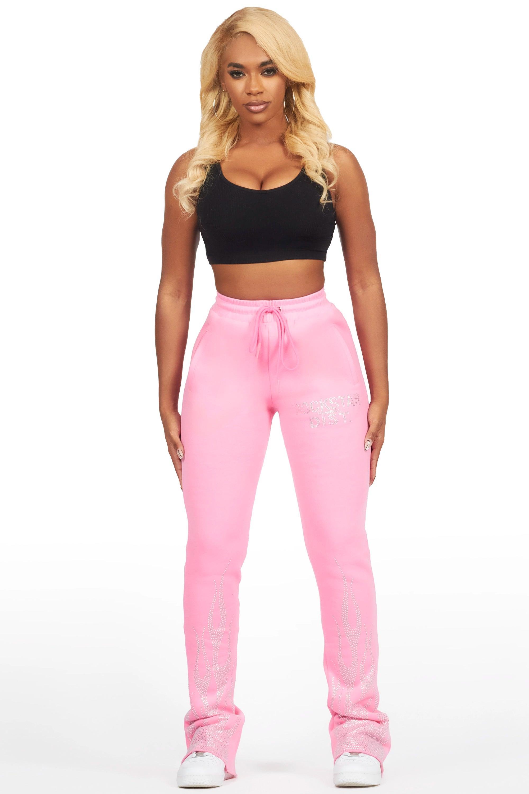 Anastesia Bubblegum Pink Stacked Track Pant Female Product Image