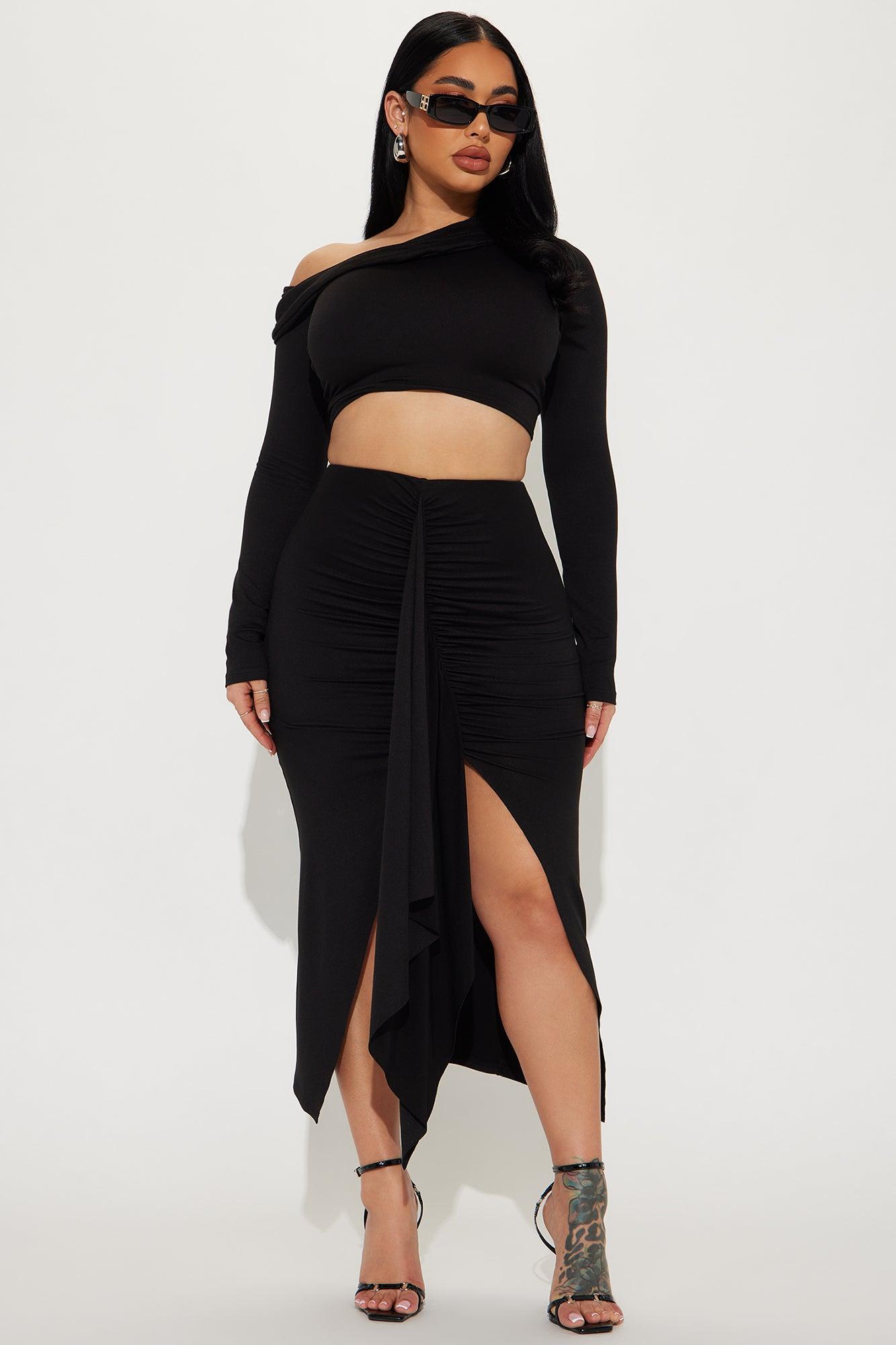 Jenna Off Shoulder Skirt Set - Black Product Image