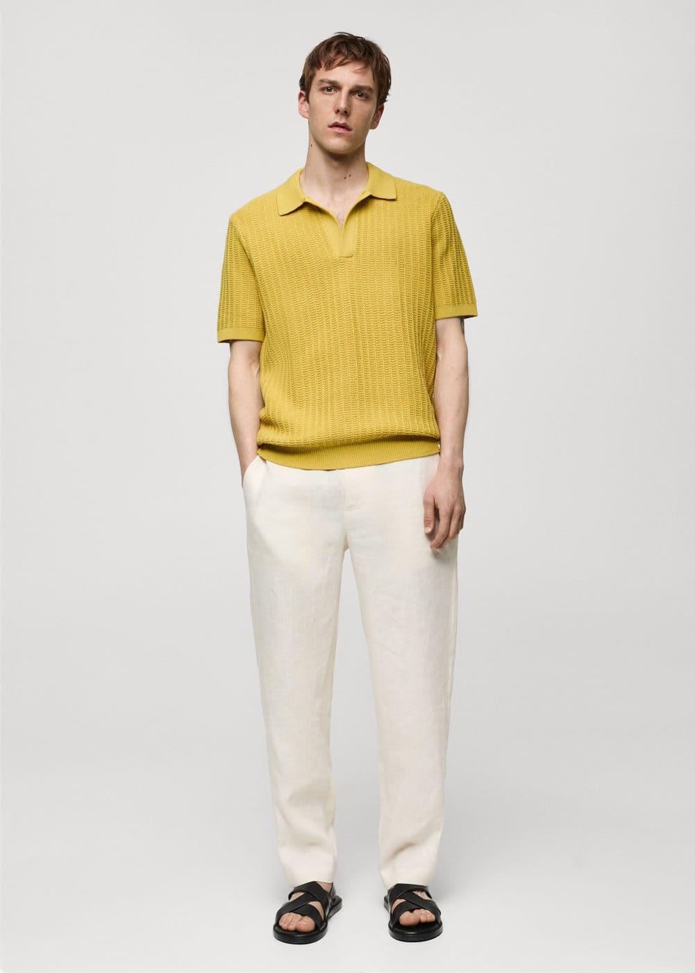 MANGO MAN - Braided knit polo shirt limeMen Product Image