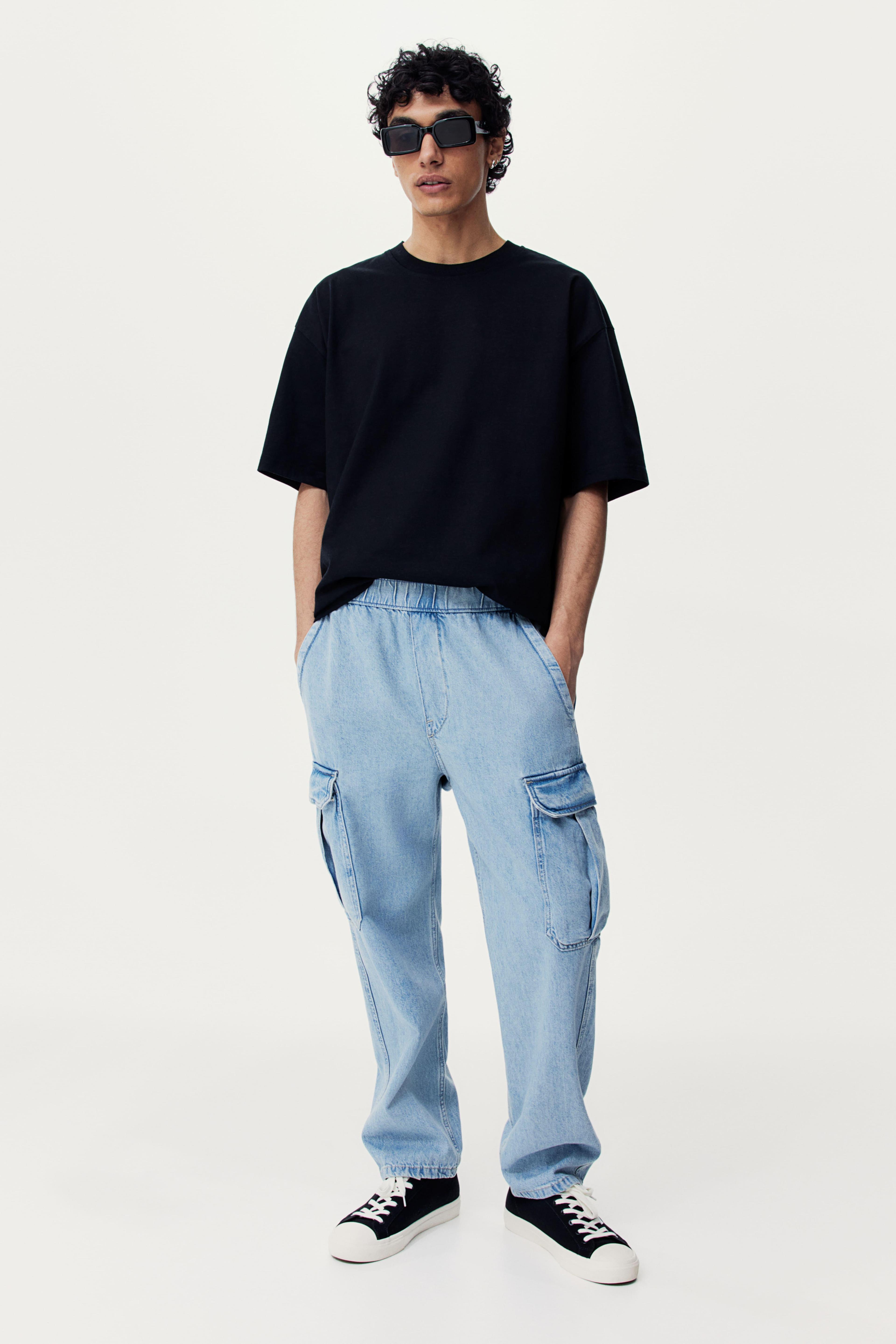 Loose Cargo Denim Joggers Product Image