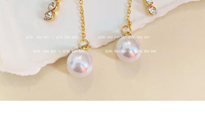 Faux Pearl Rhinestone Alloy Dangle Earring Product Image