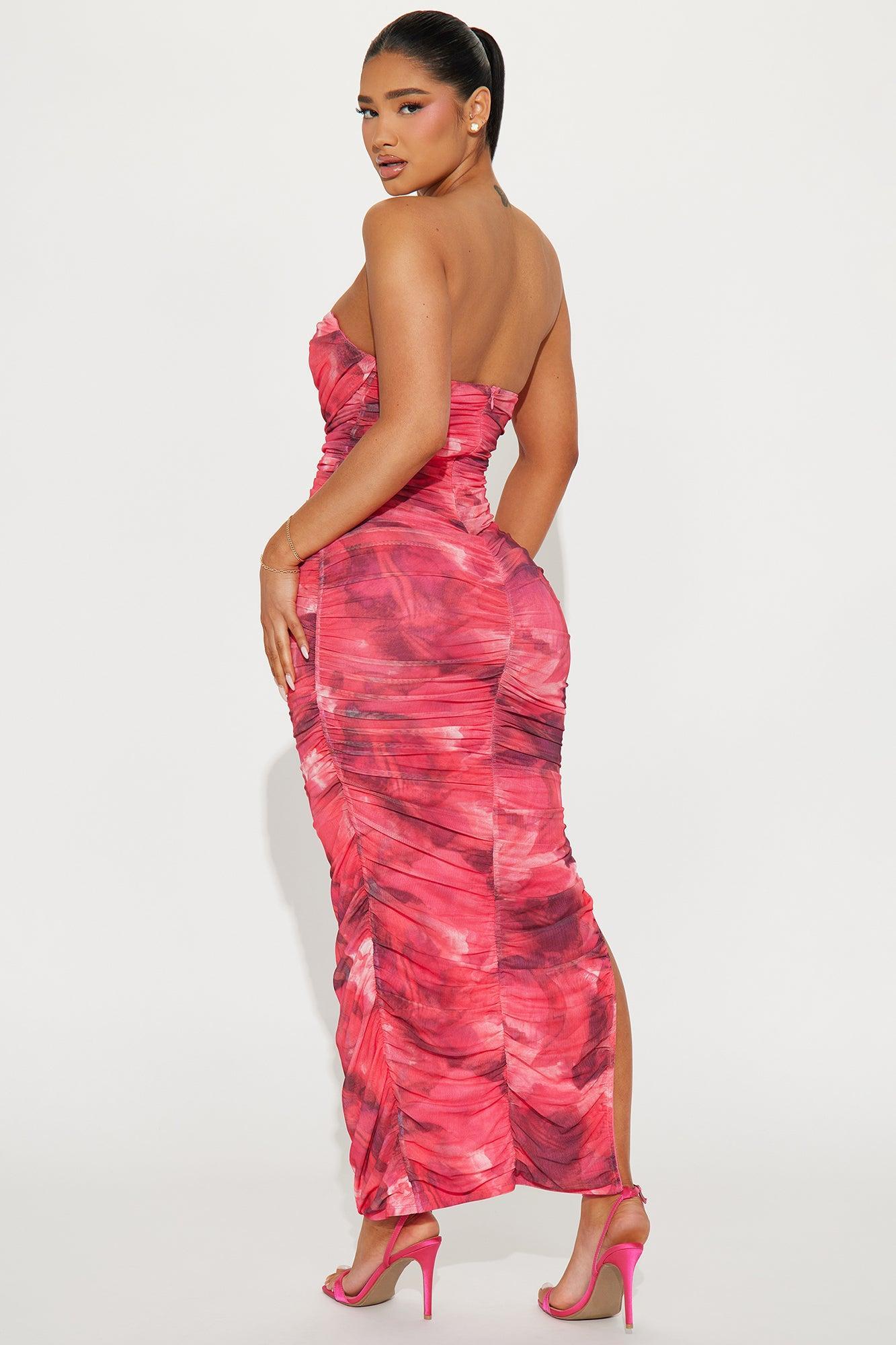 Teyana Mesh Maxi Dress - Pink Product Image