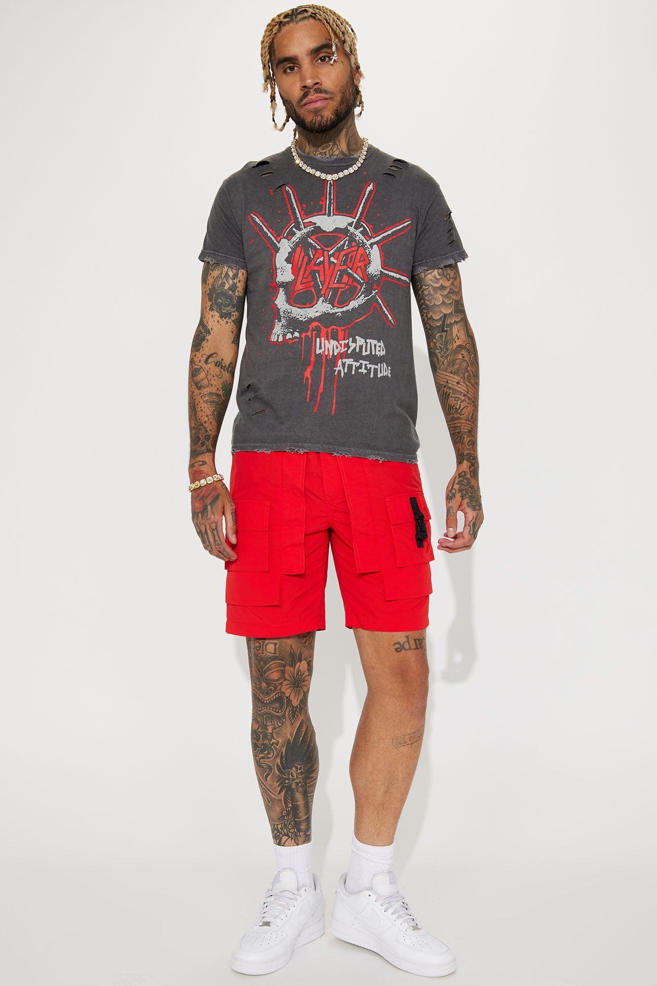 Slayer Undisputed Attitude Distressed Short Sleeve Tee - Charcoal Product Image