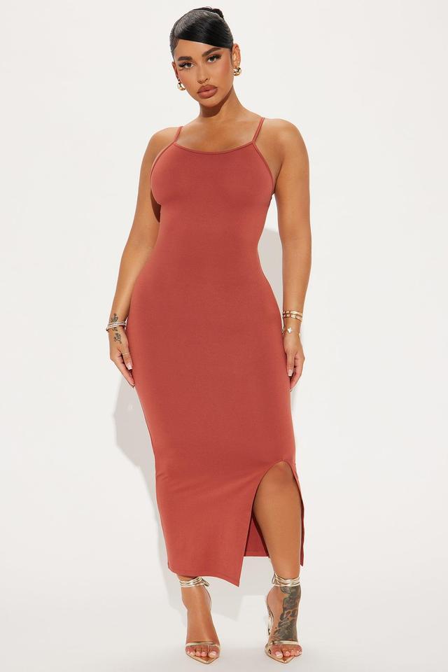 Helena High Neck Midi Dress - Marsala Product Image