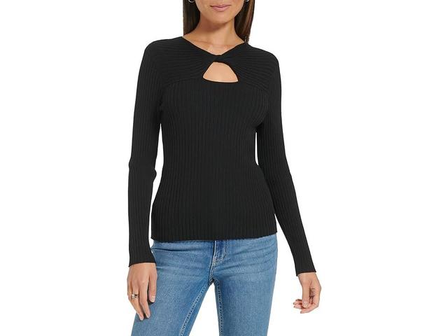 Calvin Klein Rib Knot Neck with Keyhole Women's Clothing Product Image