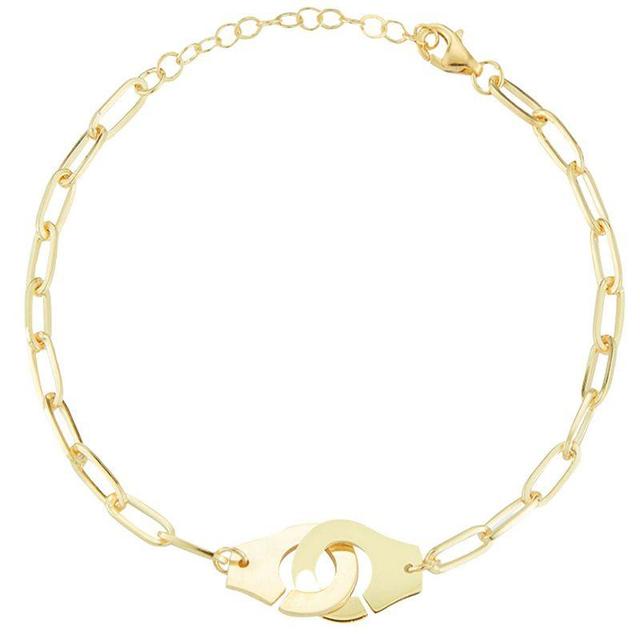 Sunkissed Sterling Sterling Silver Linked Handcuffs Bracelet, Womens Gold Tone Product Image