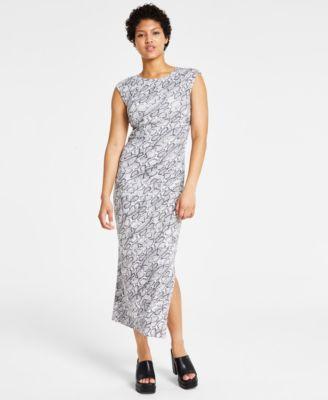 Bar Iii Womens Snakeskin-Print Midi Dress, Created for Macys Product Image