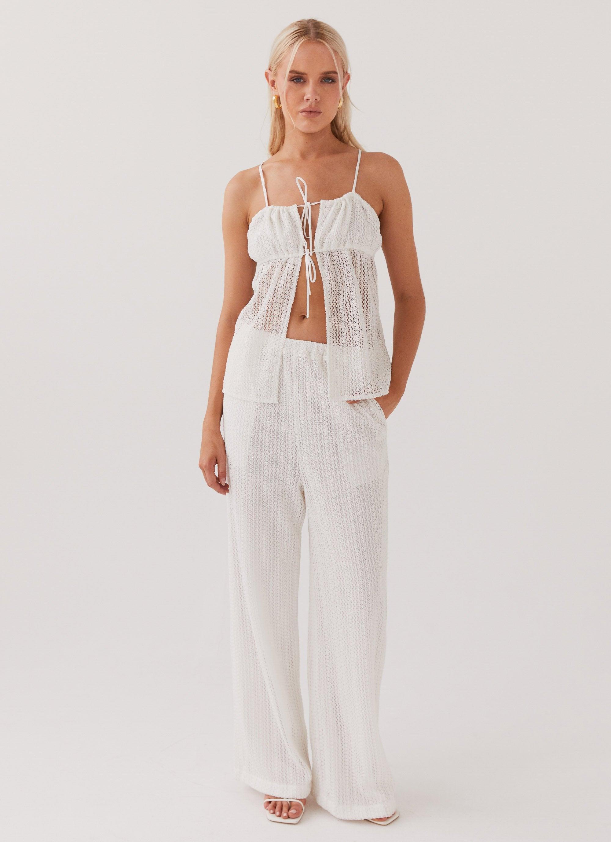 Karley Knit Pants - White Product Image