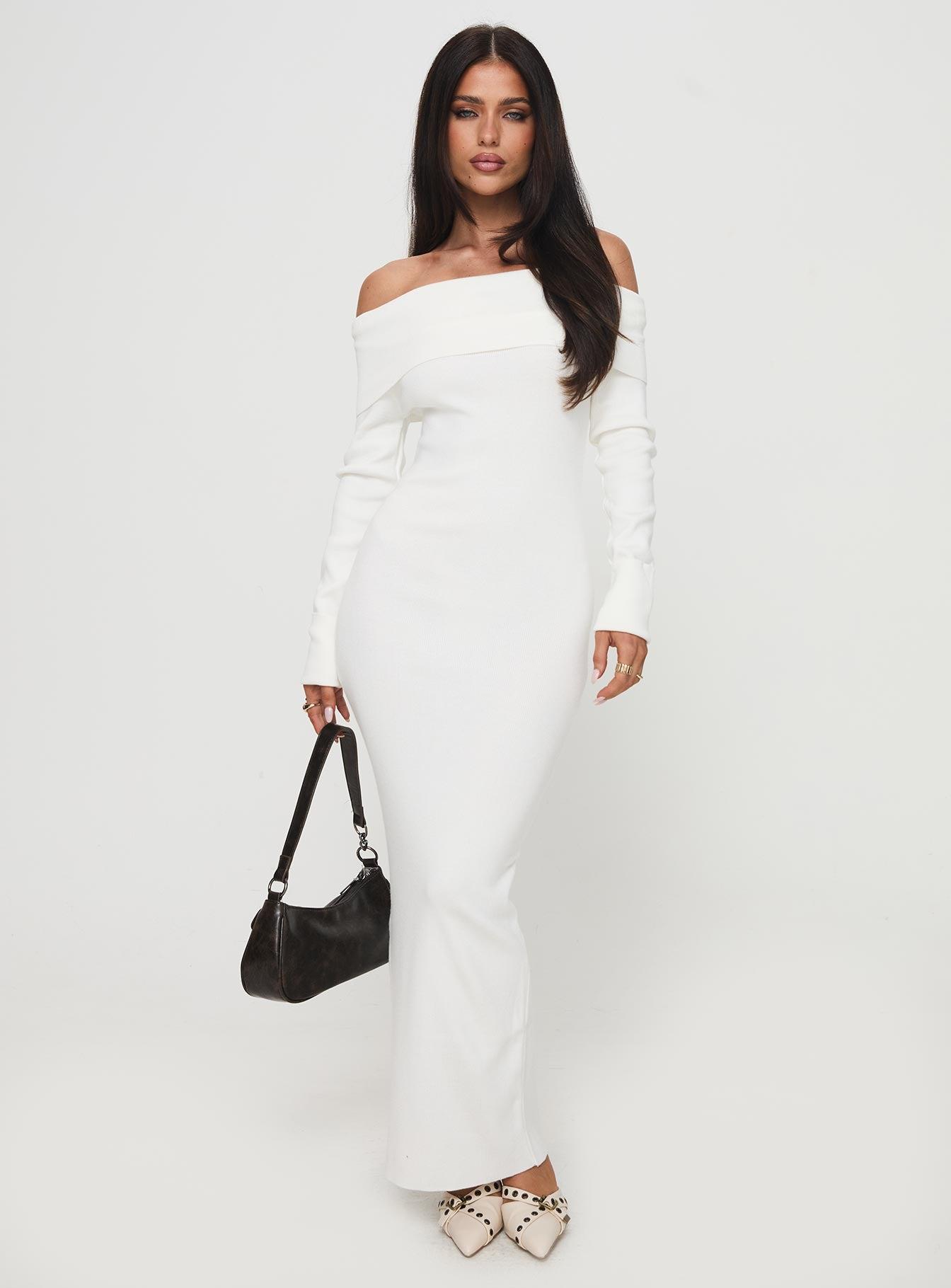 Celestara Off The Shoulder Maxi Dress White Product Image